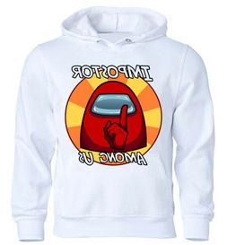 Felpa Bianca IMPOSTORE AMONG US MAGLIA internet videogame Ma