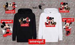 FELPA BIANCA NERA SUPREME TOPOLINO MINNIE UOMO DONNA BAMBINO