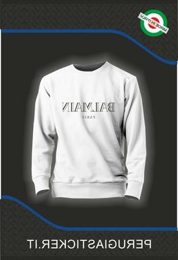 Felpa Bianca stampata logo Balmain- felpa girocollo  unisex