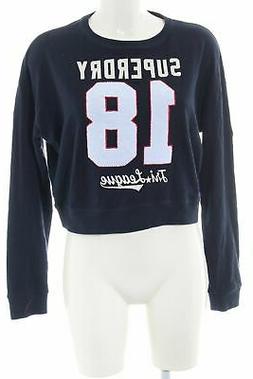 SUPERDRY Felpa blu-bianco sporco caratteri stampati stile ca