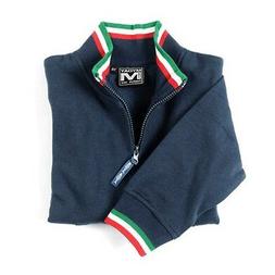FELPA BLU MAGLIA UOMO CON BORDI TRICOLORE ITALIA CERNIERA IN