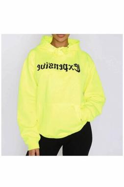 Felpa Cappuccio unisex &ldquo;Expensive&rdquo; FLUO NEON