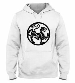 Felpa Cappuccio Uomo Bianca TAM0163 shotokan tiger black on 