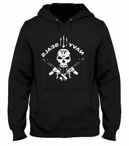 Felpa Cappuccio Uomo Nera TM0433 navy seals