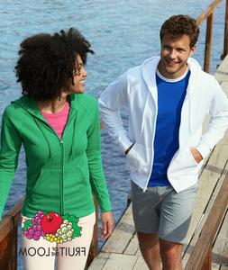 FELPA cappuccio zip LEGGERA FRUIT OF THE LOOM UOMO manica Co