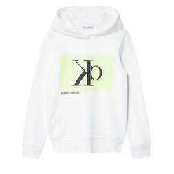 FELPA CON CAPPUCCIO CALVIN KLEIN BAMBINO BIANCO GIALLO FLUO 