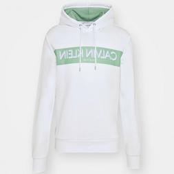 Felpa Calvin Klein con cappuccio bianca da uomo e maxi logo 