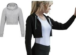 Felpa Con Cappuccio Donna Zip Intera e Tasche Taglio Corto C