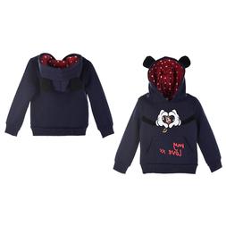 FELPA CON CAPPUCCIO MINNIE MOUSE DISNEY MAGLIETTA BAMBINA SU