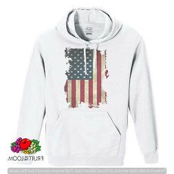FELPA CON CAPPUCCIO E TASCA UNISEX FRUIT BANDIERA AMERICANA 