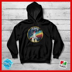 Felpa con cappuccio Nera Nasa personalizzata logo spazio don