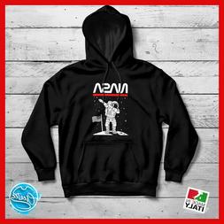 Felpa con cappuccio Nera Nasa personalizzata logo spazio don