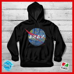 Felpa con cappuccio Nera Nasa personalizzata logo spazio don