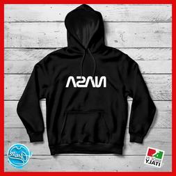 Felpa con cappuccio Nera Nasa personalizzata logo spazio don