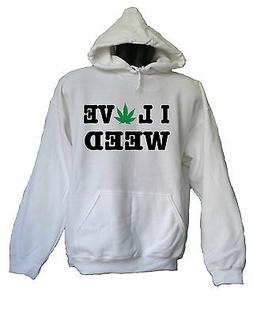 FELPA CON CAPPUCCIO UNISEX  I LOVE WEED  FUNNY DONNA UOMO CA
