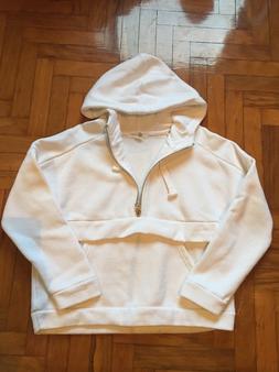 Felpa con cappuccio, zip, tasca - Forever 21 - Bianca - Donn