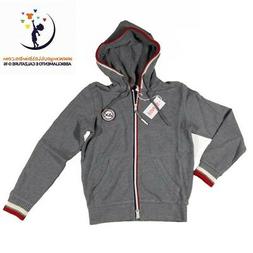 SUN68 felpa con cerniera e cappuccio logo applicato rosso bi