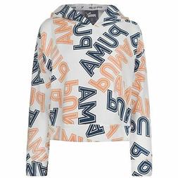 Puma Felpa con Logo Donna Bianco Maglia Giacca Cappuccio Leg