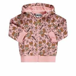 FELPA MOSCHINO CON ZIP NEONATO BAMBINO ROSA MANICA LUNGA MAG