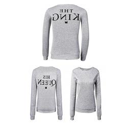 Felpa coppia fidanzati The King His Queen Unisex Grigio Idea