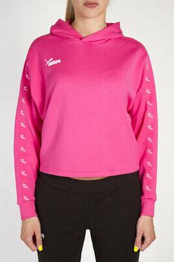 Puma Felpa Corta Con Cappuccio Con Bande Logo Amplified 5836