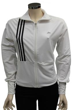 Felpa da donna bianca Adidas manica lunga aperta con zip cas