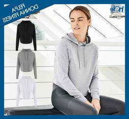 Felpa da Donna Corta con Cappuccio Nera Bianca Tuta Crop Top