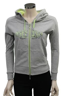 Felpa da donna grigia Meeting con cappuccio aperta zip manic