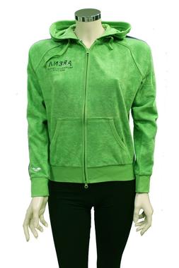 Felpa da donna verde Arena con cappuccio manica lunga aperta