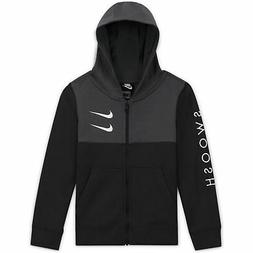 Nike Felpa da Ragazzo con Cappuccio e Full Zip Swoosh Nera C
