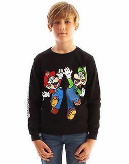 Felpa da uomo Super Mario in felpa Luigi Nero manica lunga