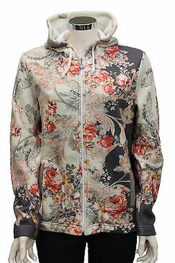 Felpa di pile da donna beige Forza9 con cappuccio floreale m
