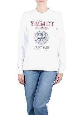 TOMMY HILFIGER - Felpa donna bianca con ricamo logo