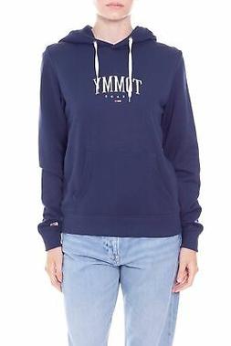 TOMMY JEANS - Felpa donna blu con cappuccio e stampa logo