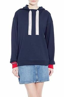 TOMMY HILFIGER - Felpa donna blu scuro con cappuccio