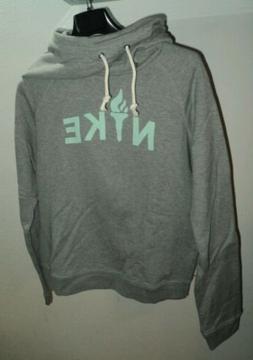 NIKE Felpa Donna con Cappuccio Collo Alto TG M Colore Grigio