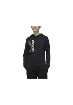 FELPA DONNA ADIDAS CON CAPPUCCIO NERA CON INSERTI E LOGO BIA