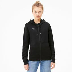 felpa donna con zip intera cappuccio tasche puma logo metall