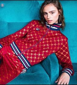 Felpa donna FILA con zip tg L bordeaux / blu /arancione