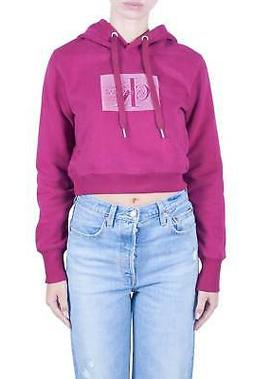 CALVIN KLEIN JEANS - Felpa donna crop bordeaux con cappuccio