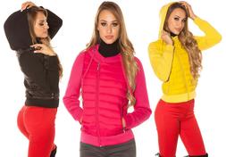 Felpa donna giubbino leggero imbottito maniche in felpa capp