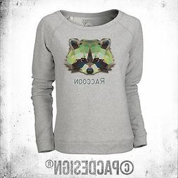 FELPA DONNA GRAPHIC ANIMAL POLYGONAL STREETWEAR RACCOON RICC