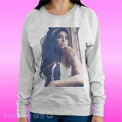 FELPA DONNA LEGGERA SWEATER GRIGIO CHIARO " AMY WINEHOUSE " 