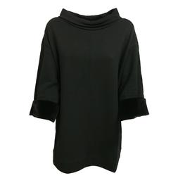 ALPHA STUDIO felpa donna over garzata nero mod AD-9591H 100%
