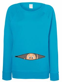 FELPA DONNA PREMAMAN BIMBO SBIRCIA ZIP MAGLIONCINO GRAVIDANZ