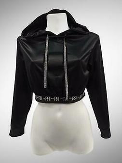 Felpa donna REVER PARIS RF34219D Nera corta con cappuccio