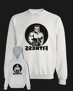 Felpa FITNESS palestra pesi cross fit grigia con e senza cap