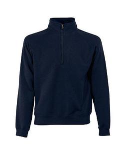 Felpa Fruit of the Loom Blu Navy mezza zip corta