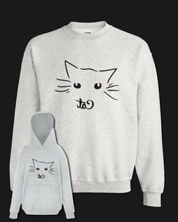 Felpa GATTO occhi unisex grigia con senza cappuccio idea reg