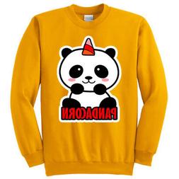 Felpa girocollo donna Pandacorn, Panda unicorno kawaii, gial